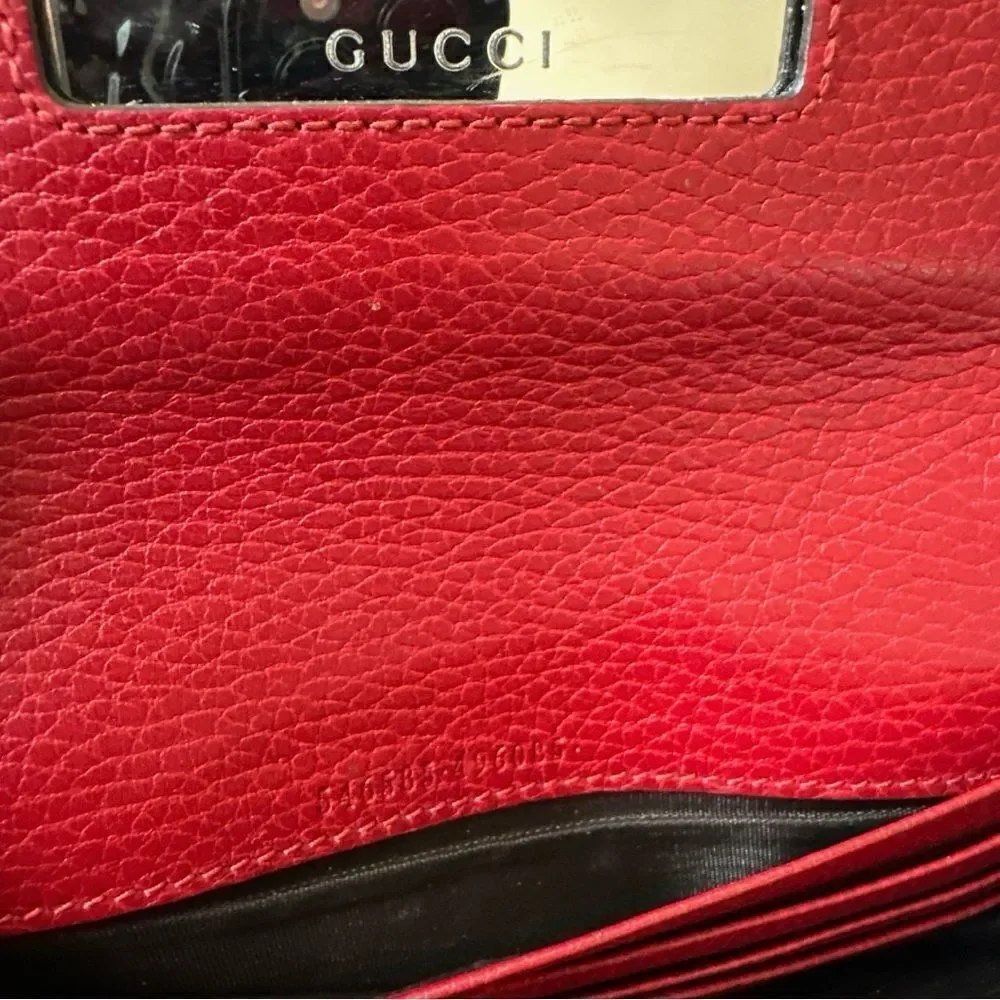 GUCCI GG Marmont Leather Wallet on Chain in Red